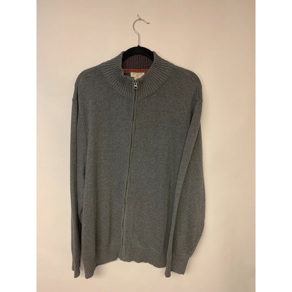 Dockers Sweater Men Size XXL Zip up Turtleneck University Preppy Grandpa Core